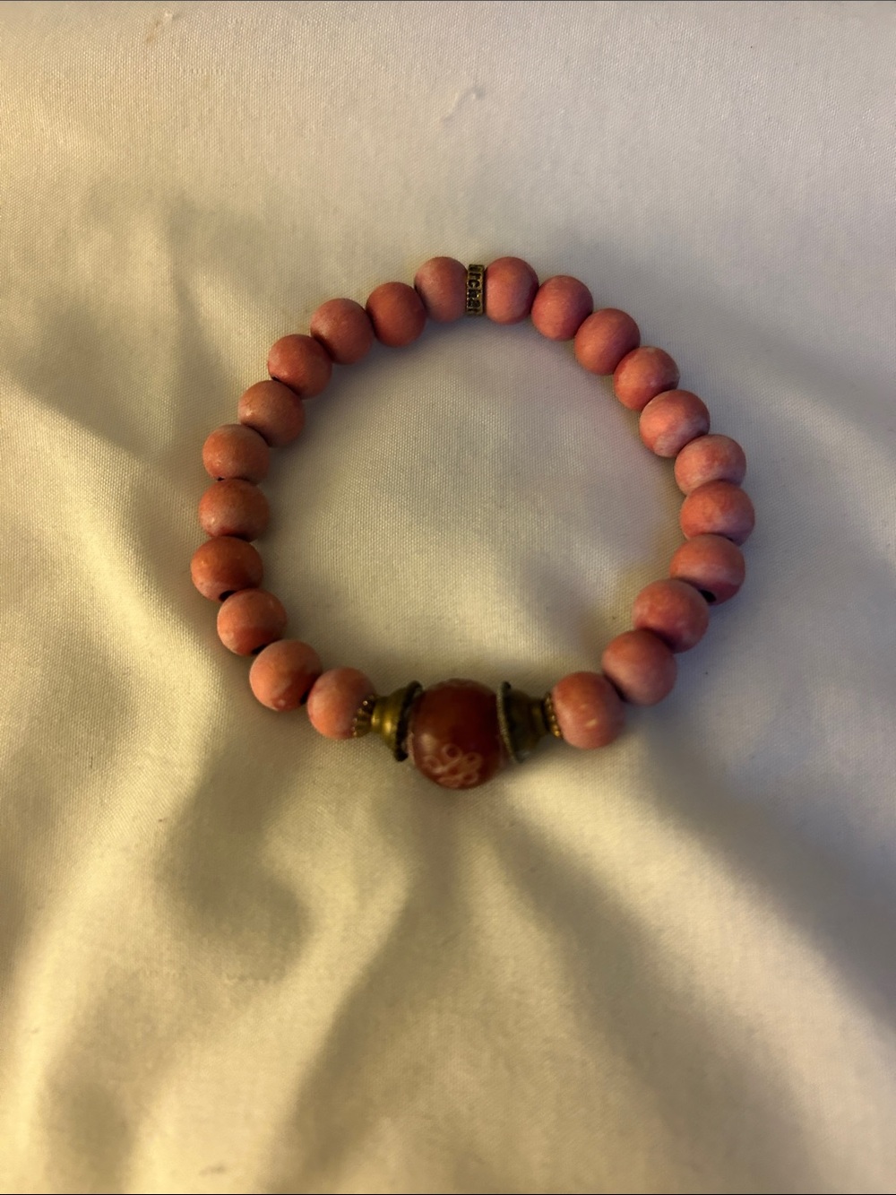 Handcrafted Pink Bead Stretch Bracelet - Unbranded